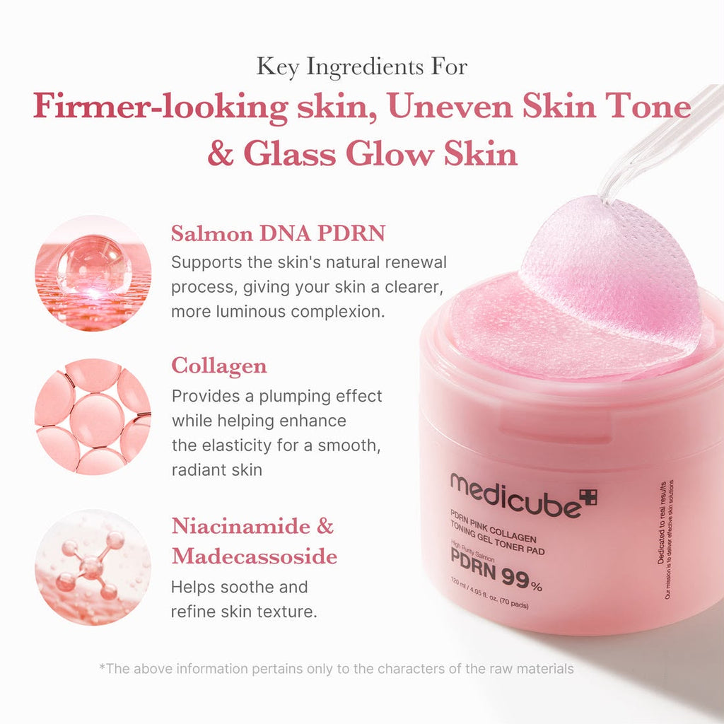 Medicube PDRN Pink Collagen Toning Gel Toner Pad 70ea