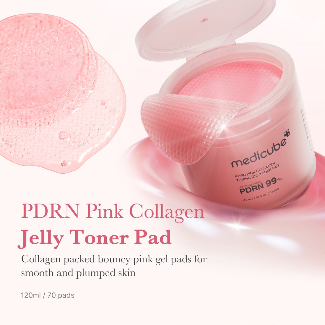 Medicube PDRN Pink Collagen Toning Gel Toner Pad 70ea